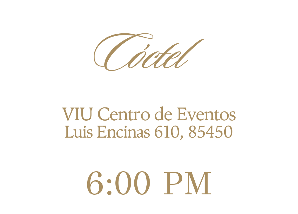 Cóctel en VIU Centro de Eventos, 6:00 PM