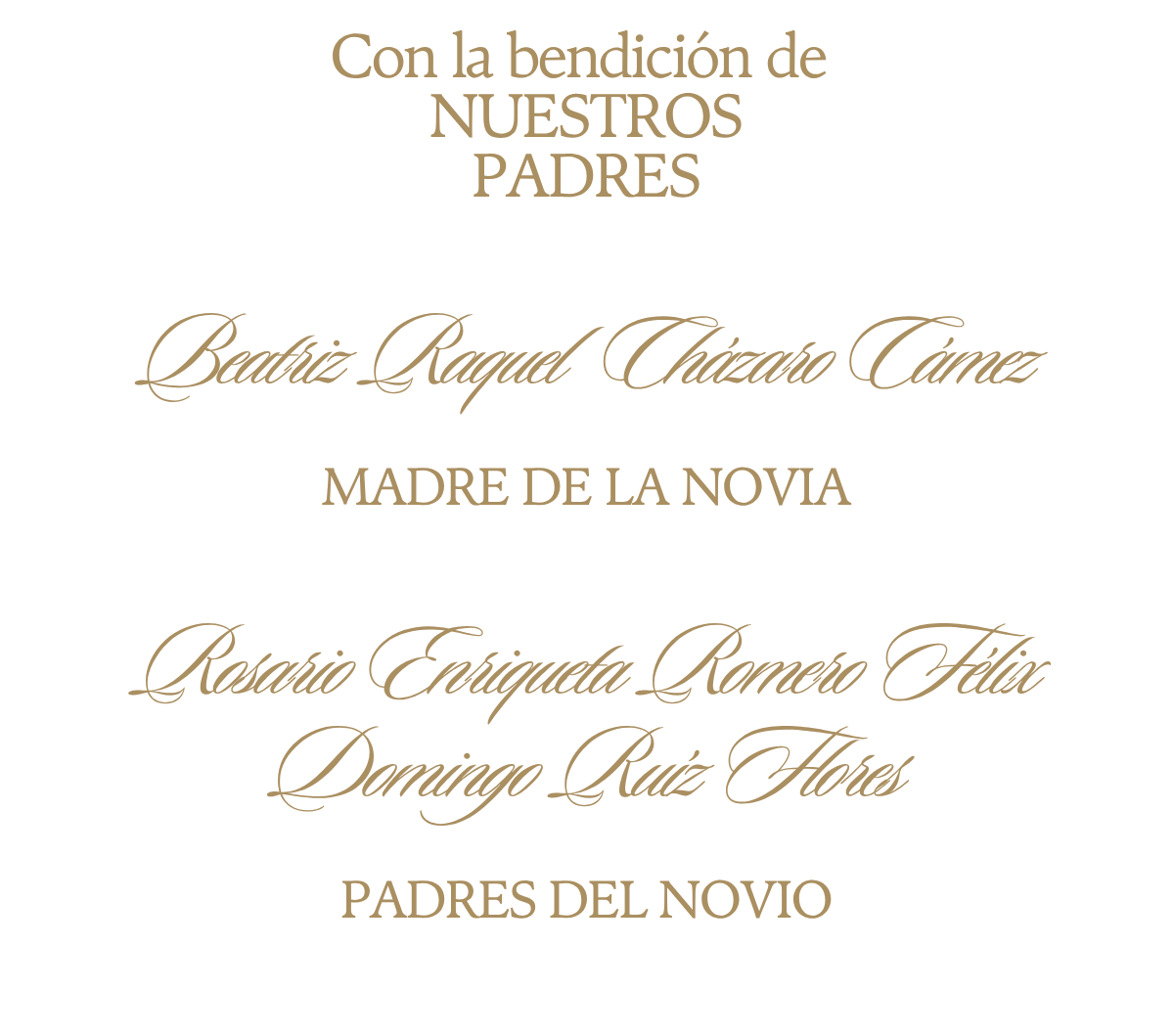 Con la bendición de nuestros padres